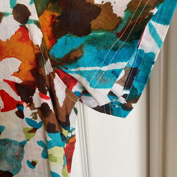 Tommy Bahama Multi-Colored Linen Blouse Size XL - Picture 4 of 7
